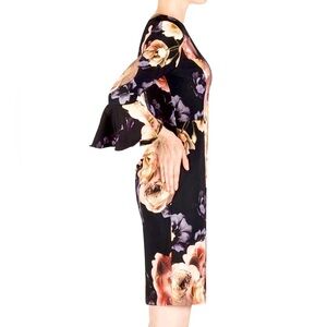 Joseph Ribkoff Black Floral Midi Dress